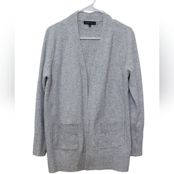 love ellie Sweaters - Love Ellie Women's Gray Ribbed Long Sleeve Open Cardigan Sweater